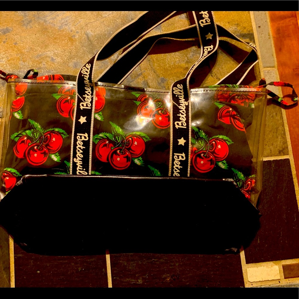 Betsey Johnson Betseyville cherry tote purse